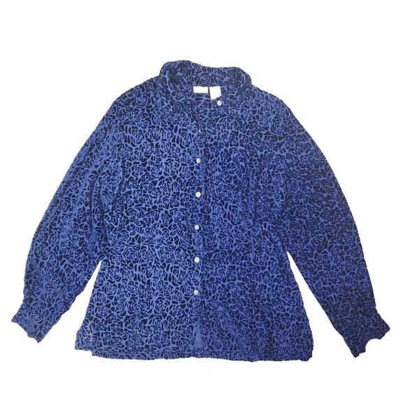 Vintage Merona Small Silk Blend Burnout Velvet Blouse Whimsigoth Dark Academia - Picture 8 of 10